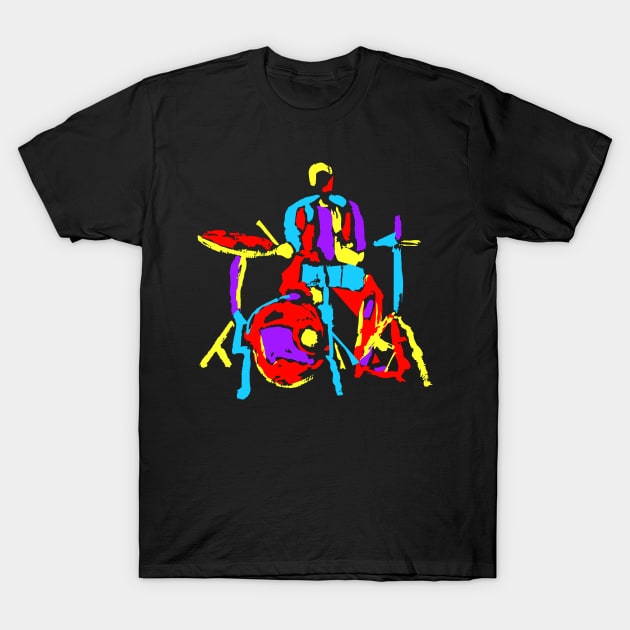 Abstract Colorful Drummer T-Shirt by jazzworldquest